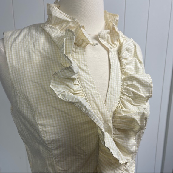 YELLOW Gingham Sleeveless Cotton Dress Size 12 - Picture 8 of 12